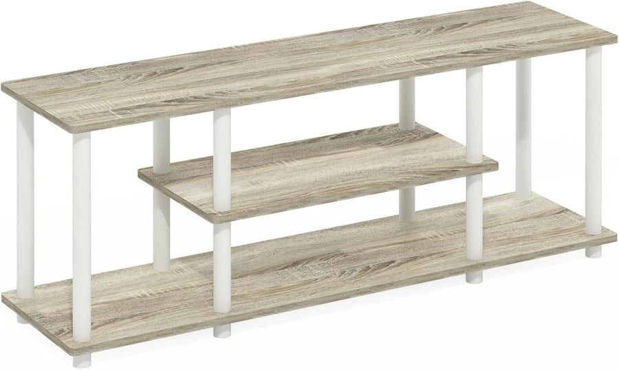 Oak White 3 - Tier TV Stand for 50" Screens | Open Shelves Media Unit - Kwikley