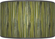 Olive Green Grey Stripe Drum Lampshade 35cm Ceiling Floor Table - Kwikley