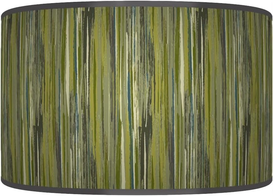 Olive Green Grey Stripe Drum Lampshade 35cm Ceiling Floor Table - Kwikley