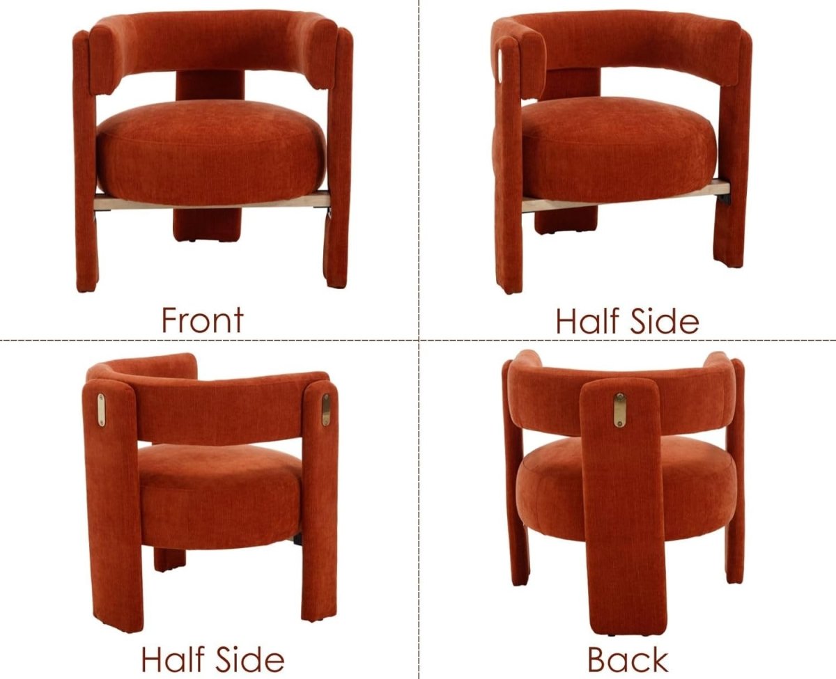 Orange Chenille Accent Chair Padded Tub Barrel Lounge Chair - Kwikley