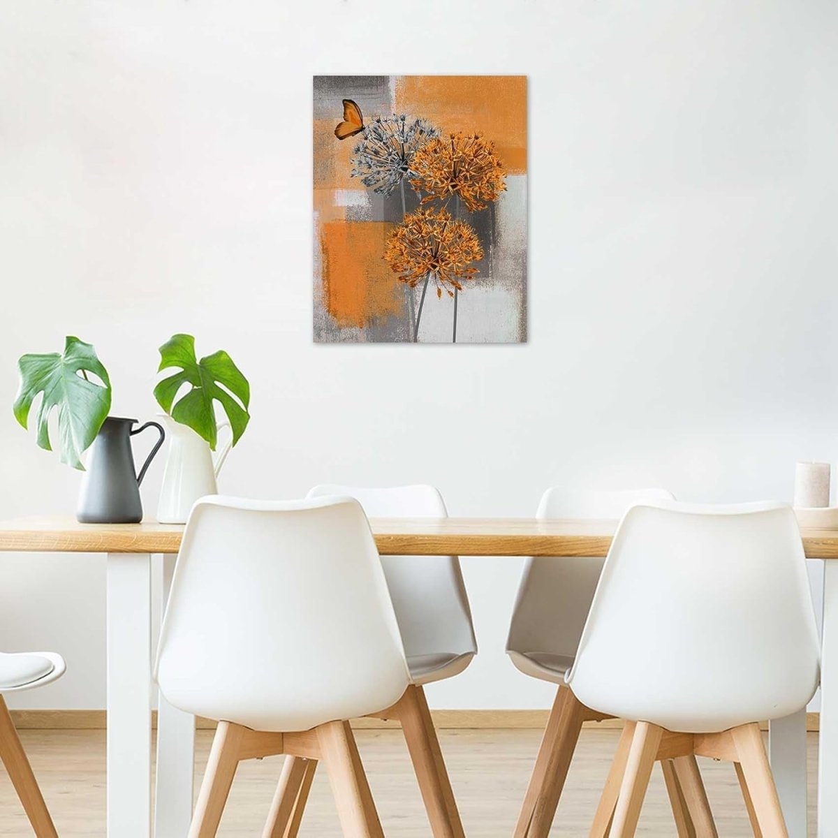 Orange Dandelion Canvas Wall Art Floral Framed 50x40cm - Kwikley