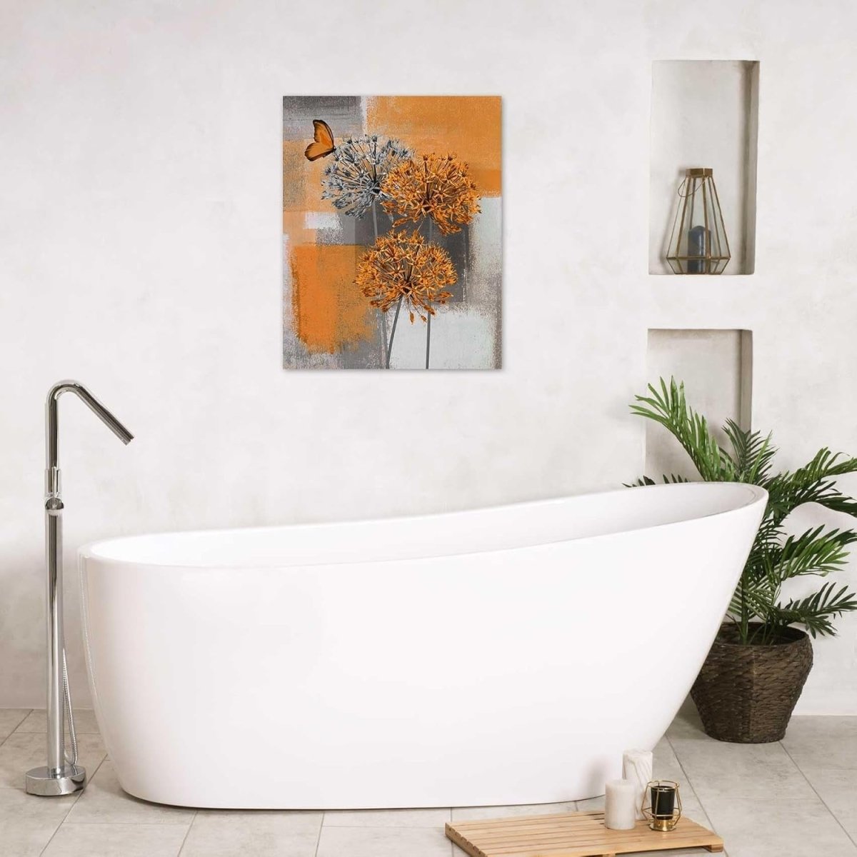Orange Dandelion Canvas Wall Art Floral Framed 50x40cm - Kwikley