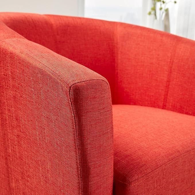 Orange Fabric Tub Accent Chair Upholstered Armchair Wood Legs - Kwikley
