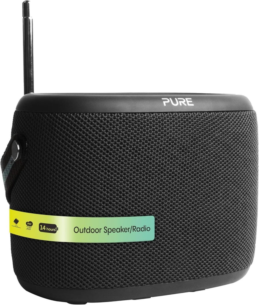 Outdoor Bluetooth Speaker DAB+/FM Waterproof IP67 14h Battery Black - Kwikley