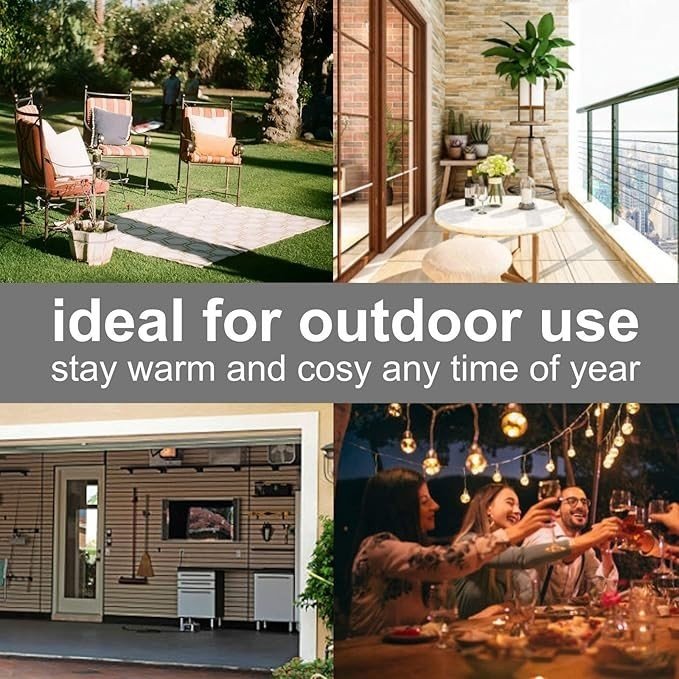 Outdoor Electric Patio Heater Wall Mounted 2000W Quartz 3 Heat Settings IP34 - Kwikley