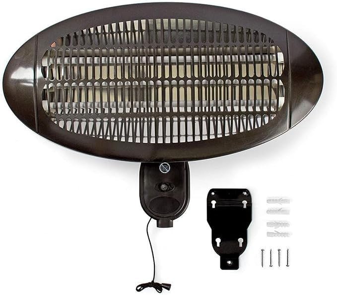 Outdoor Electric Patio Heater Wall Mounted 2000W Quartz 3 Heat Settings IP34 - Kwikley