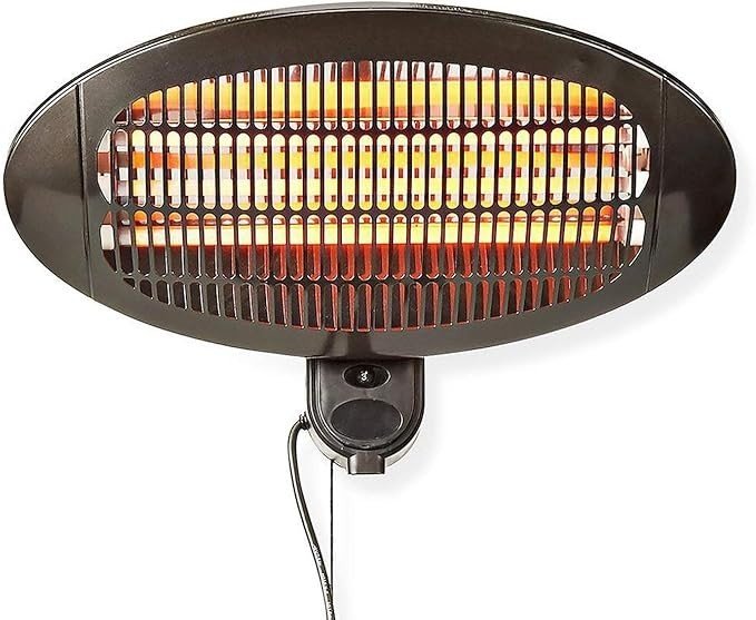 Outdoor Electric Patio Heater Wall Mounted 2000W Quartz 3 Heat Settings IP34 - Kwikley