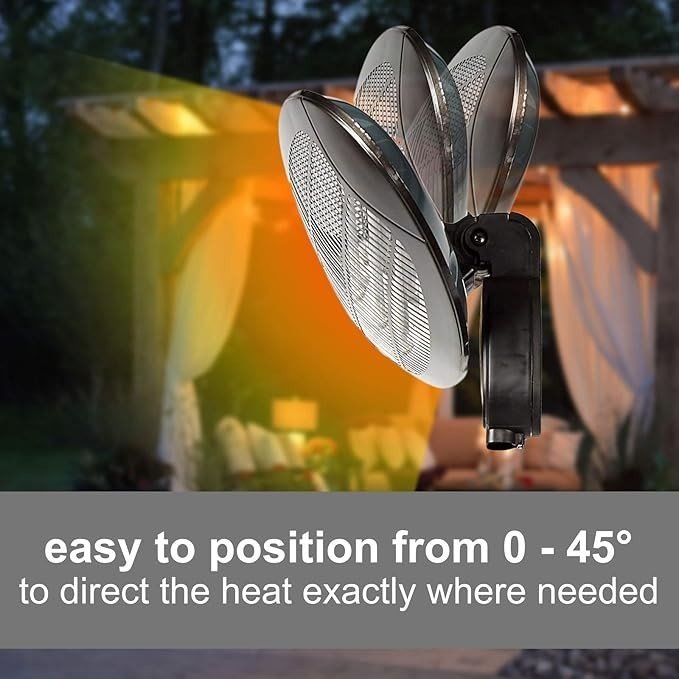 Outdoor Electric Patio Heater Wall Mounted 2000W Quartz 3 Heat Settings IP34 - Kwikley