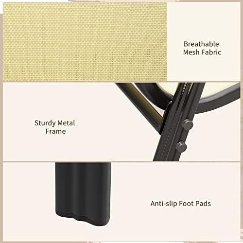 Outdoor Garden Chairs Set of 4 Stackable Mesh Patio Dining Armchairs - Kwikley