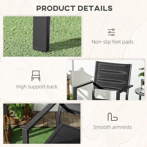 Outdoor Garden Dining Chairs Set of 2 Stackable Aluminium Mesh Armchairs - Kwikley