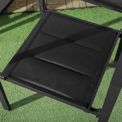 Outdoor Garden Dining Chairs Set of 2 Stackable Aluminium Mesh Armchairs - Kwikley