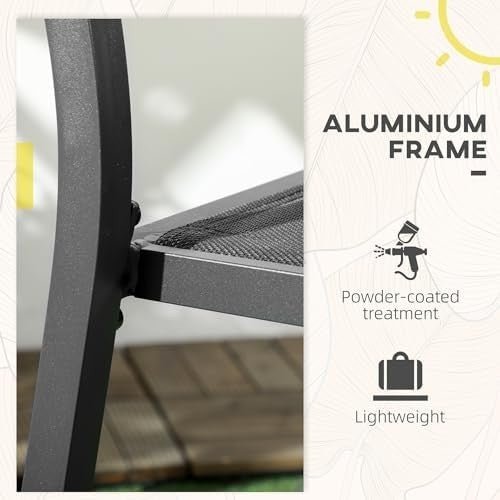 Outdoor Garden Dining Chairs Set of 2 Stackable Aluminium Mesh Armchairs - Kwikley