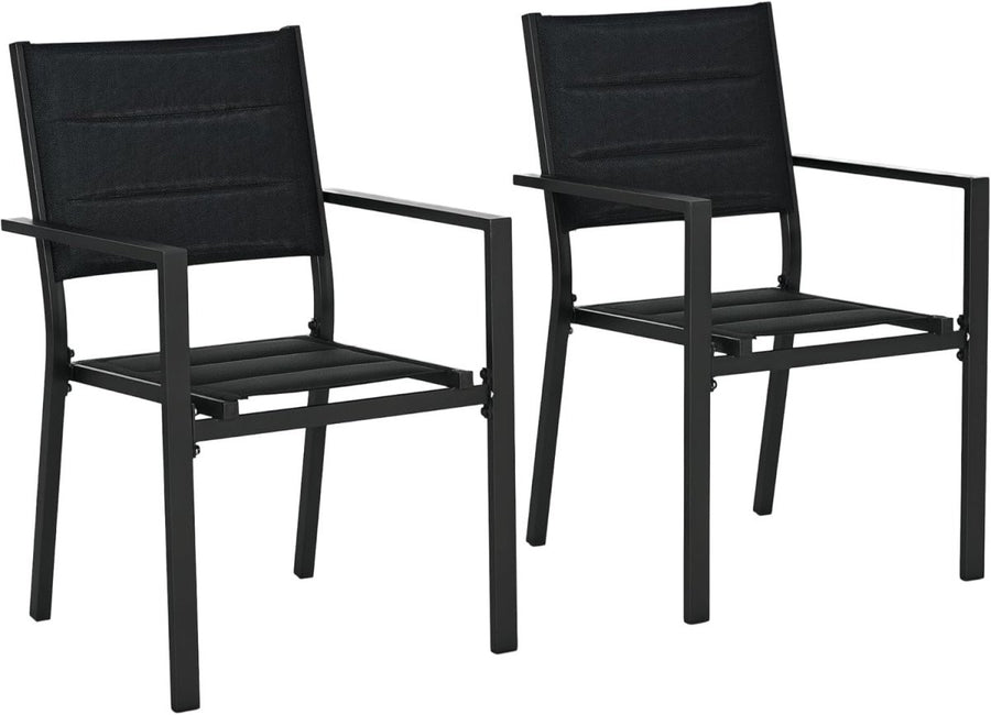 Outdoor Garden Dining Chairs Set of 2 Stackable Aluminium Mesh Armchairs - Kwikley