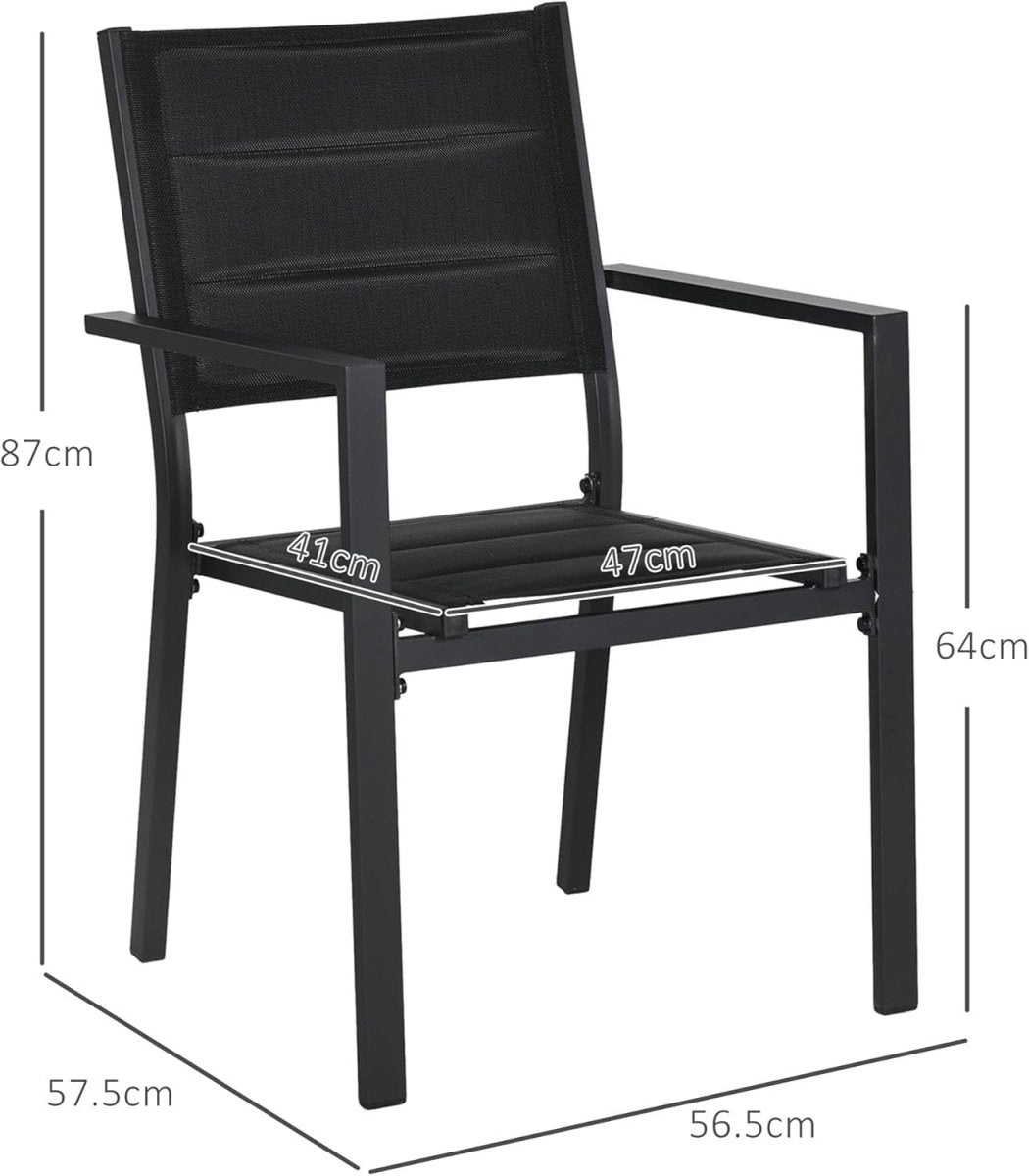 Outdoor Garden Dining Chairs Set of 2 Stackable Aluminium Mesh Armchairs - Kwikley