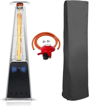 Outdoor Gas Patio Heater Pyramid Flame 13kW Propane Burner w/ Cover & Wheels - Kwikley