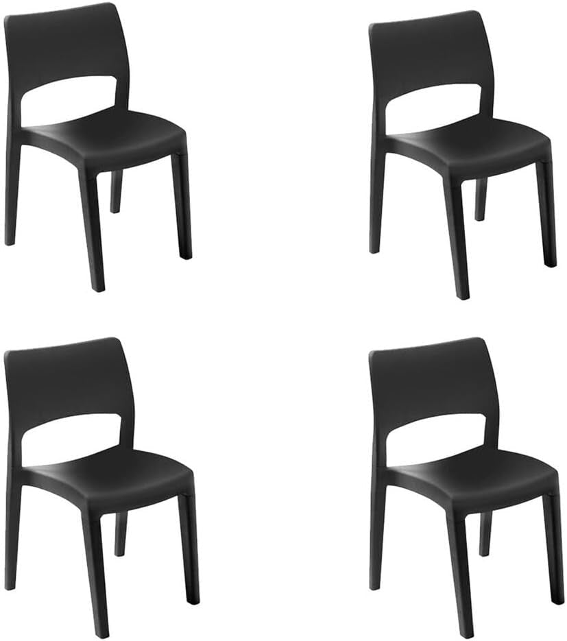 Outdoor Plastic Garden Chairs Set of 4 UV Weather Resistant Patio Seating - Kwikley