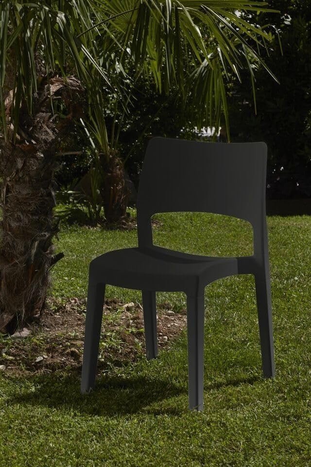 Outdoor Plastic Garden Chairs Set of 4 UV Weather Resistant Patio Seating - Kwikley