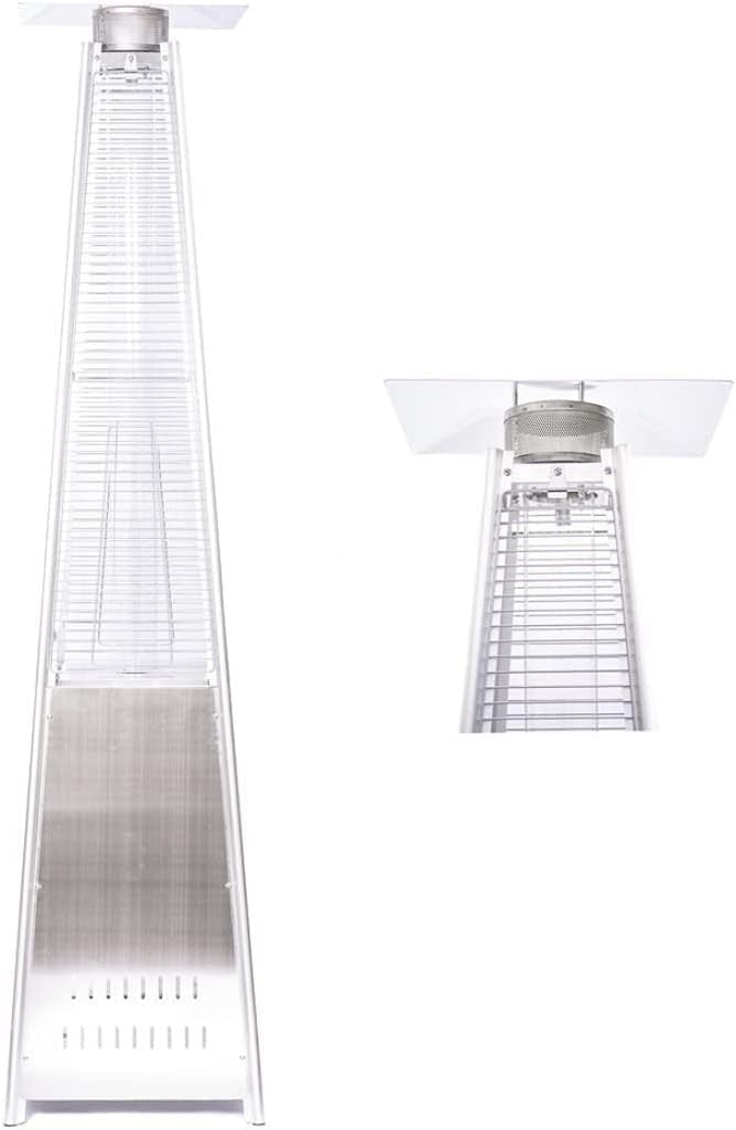 Outdoor Pyramid Patio Heater 13kW Gas Flame Tower w/ Cover – Garden Heating - Kwikley