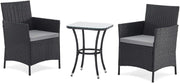 Outdoor Rattan Bistro Set 3 Piece Patio Chairs Glass Table Balcony Garden - Kwikley