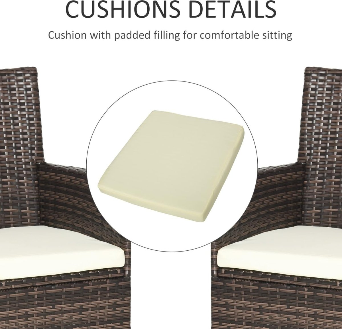 Outdoor Rattan Dining Chairs Set of 2 with Cushions High Back Patio Armchairs - Kwikley