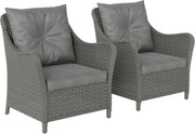 Outdoor Rattan Garden Chairs Set of 2 with Cushions Patio Balcony Seating - Kwikley