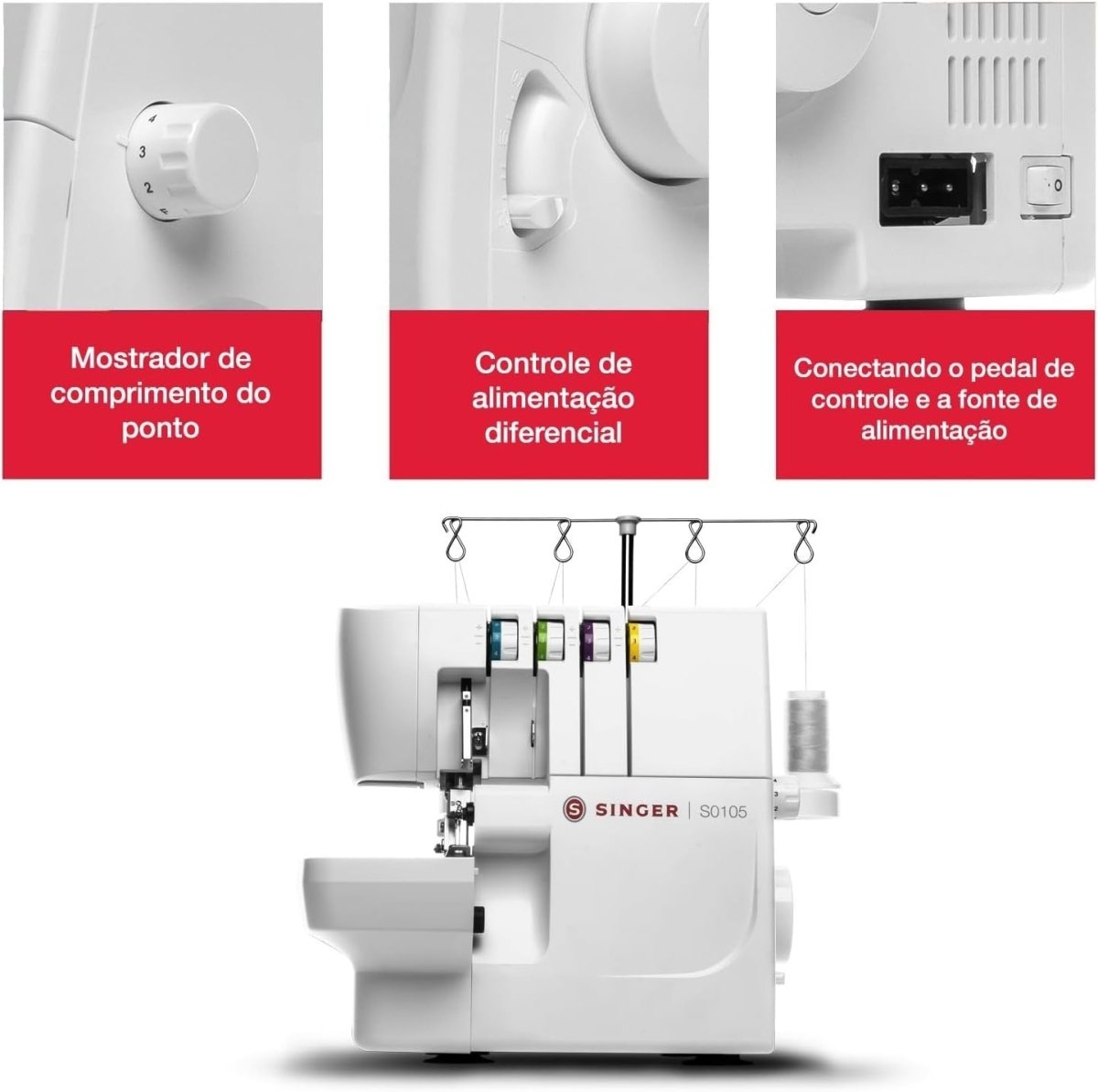 Overlock Sewing Machine 2 3 4 Thread Differential Feed Free Arm LED - Kwikley