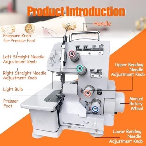 Overlocker Sewing Machine 3 4 Thread Metal Frame LED Portable - Kwikley