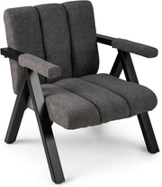 Oversized Accent Chair Upholstered Armchair Metal Frame Grey - Kwikley