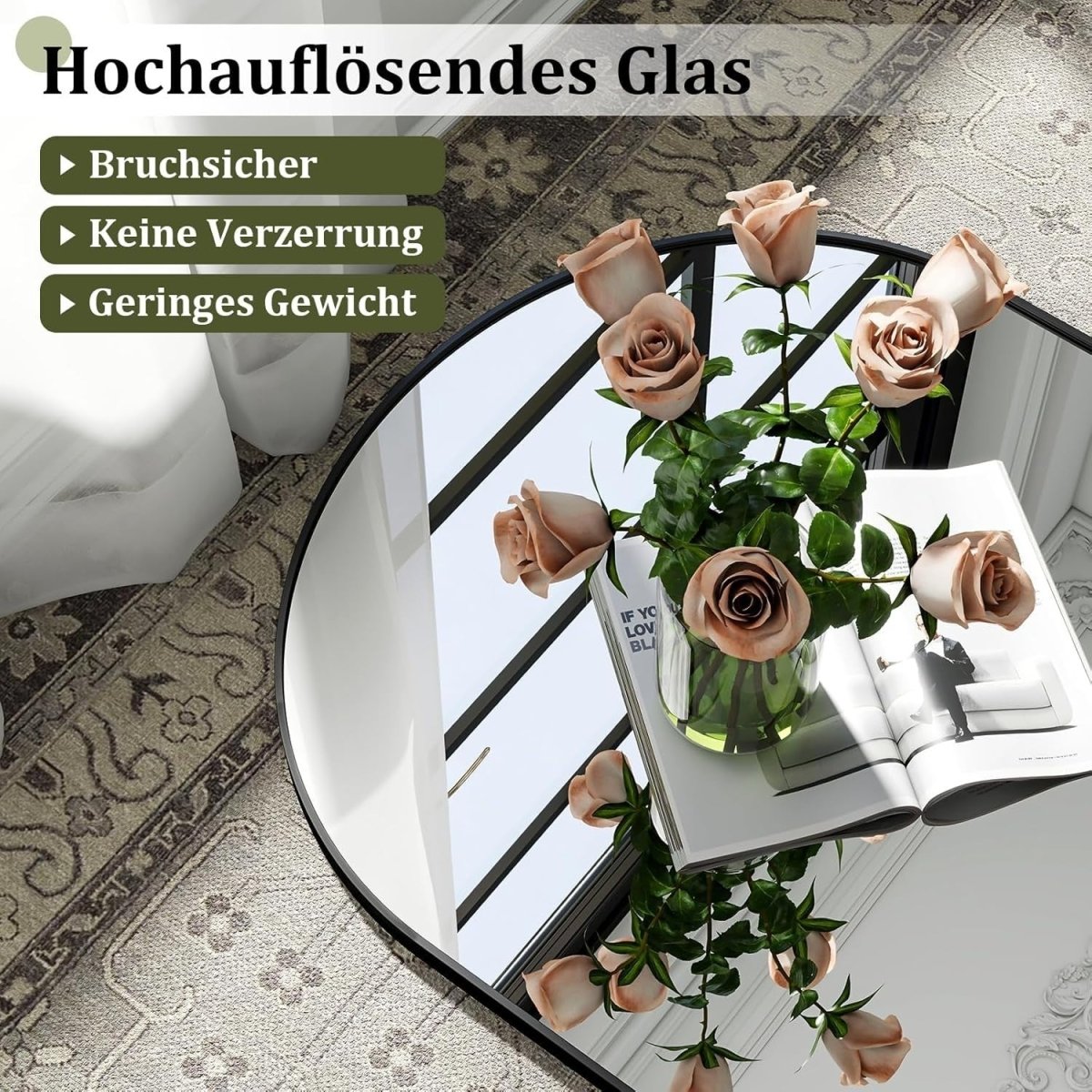 Oversized Arched Full - Length Mirror 218x102cm with Stand & Wall Mount - Kwikley