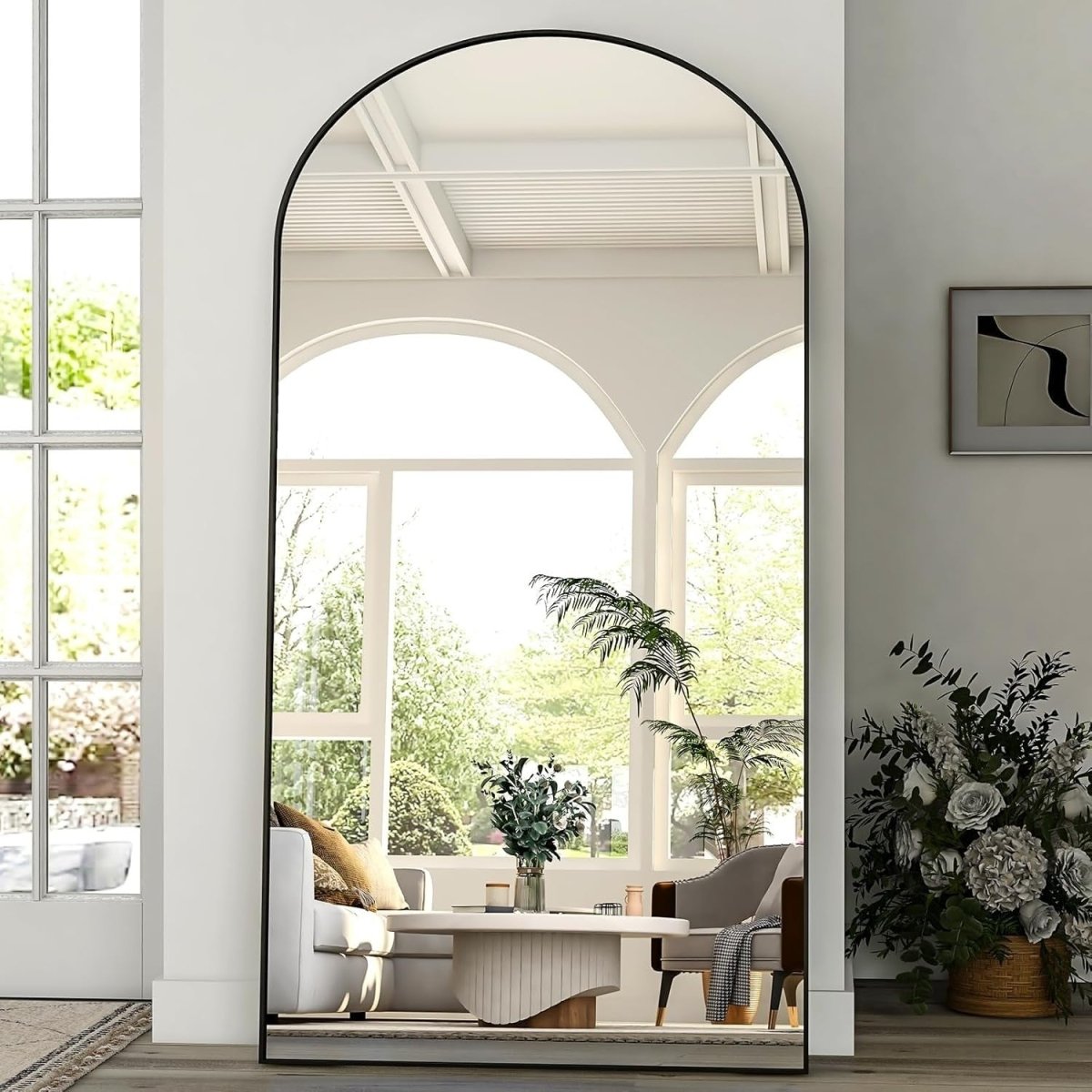 Oversized Arched Full - Length Mirror 218x102cm with Stand & Wall Mount - Kwikley