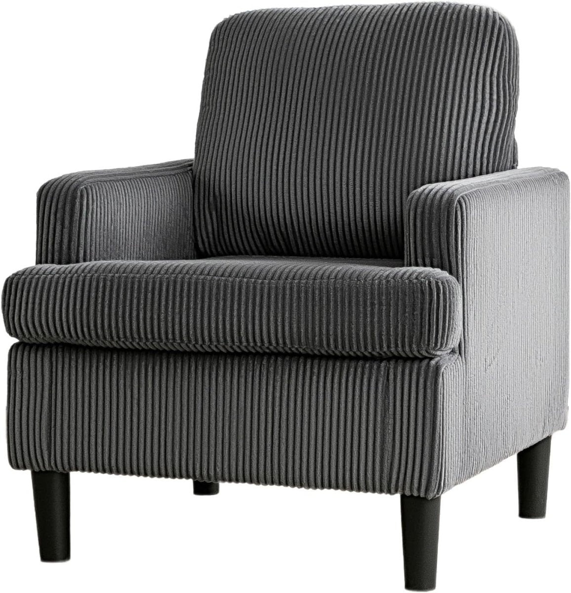 Oversized Grey Corduroy Tub Armchair Cozy Accent Chair for Living Room - Kwikley