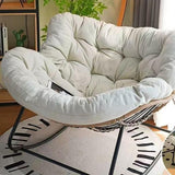 Oversized Moon Rocking Chair & Footstool Set with Thick Cushion for Patio