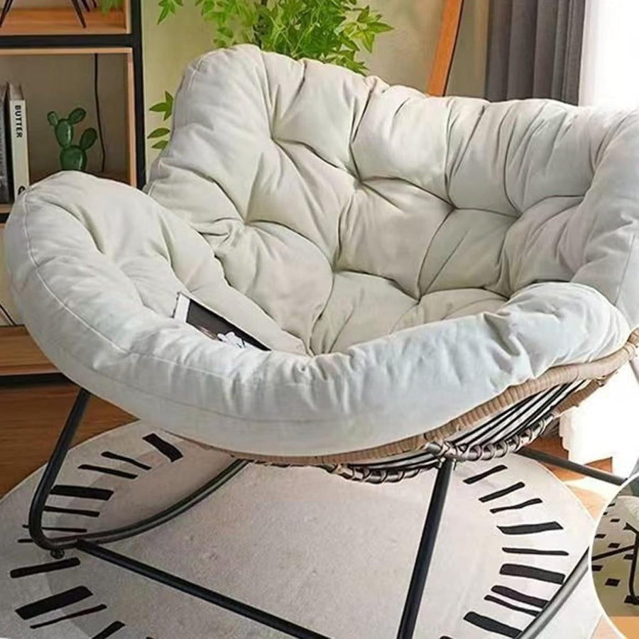 Oversized Moon Rocking Chair & Footstool Set with Thick Cushion for Patio - Kwikley