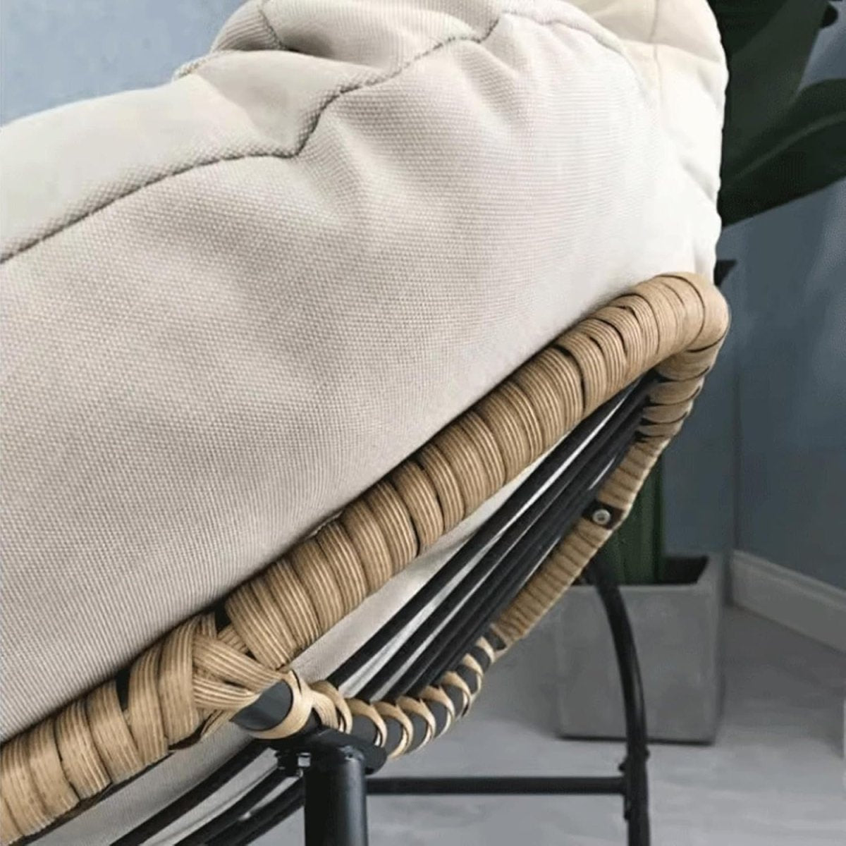 Oversized Moon Rocking Chair & Footstool Set with Thick Cushion for Patio - Kwikley