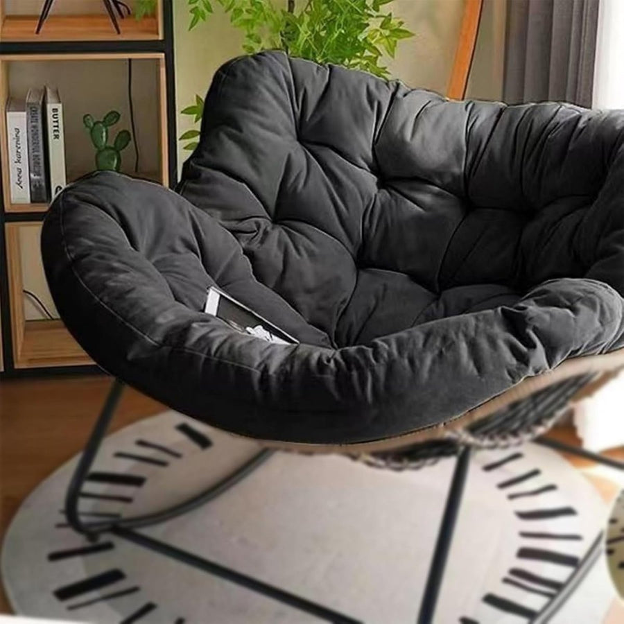 Oversized Papasan Rocking Chair Dark Cushioned Rattan Wicker Lounge Indoor - Kwikley