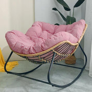 Oversized Papasan Rocking Chair Rattan Wicker Lounge with Cushion Indoor Outdoor - Kwikley