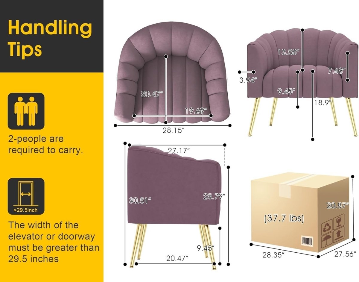 Oversized Pumpkin Velvet Accent Chair Purple Barrel Armchair Lounge Seat - Kwikley