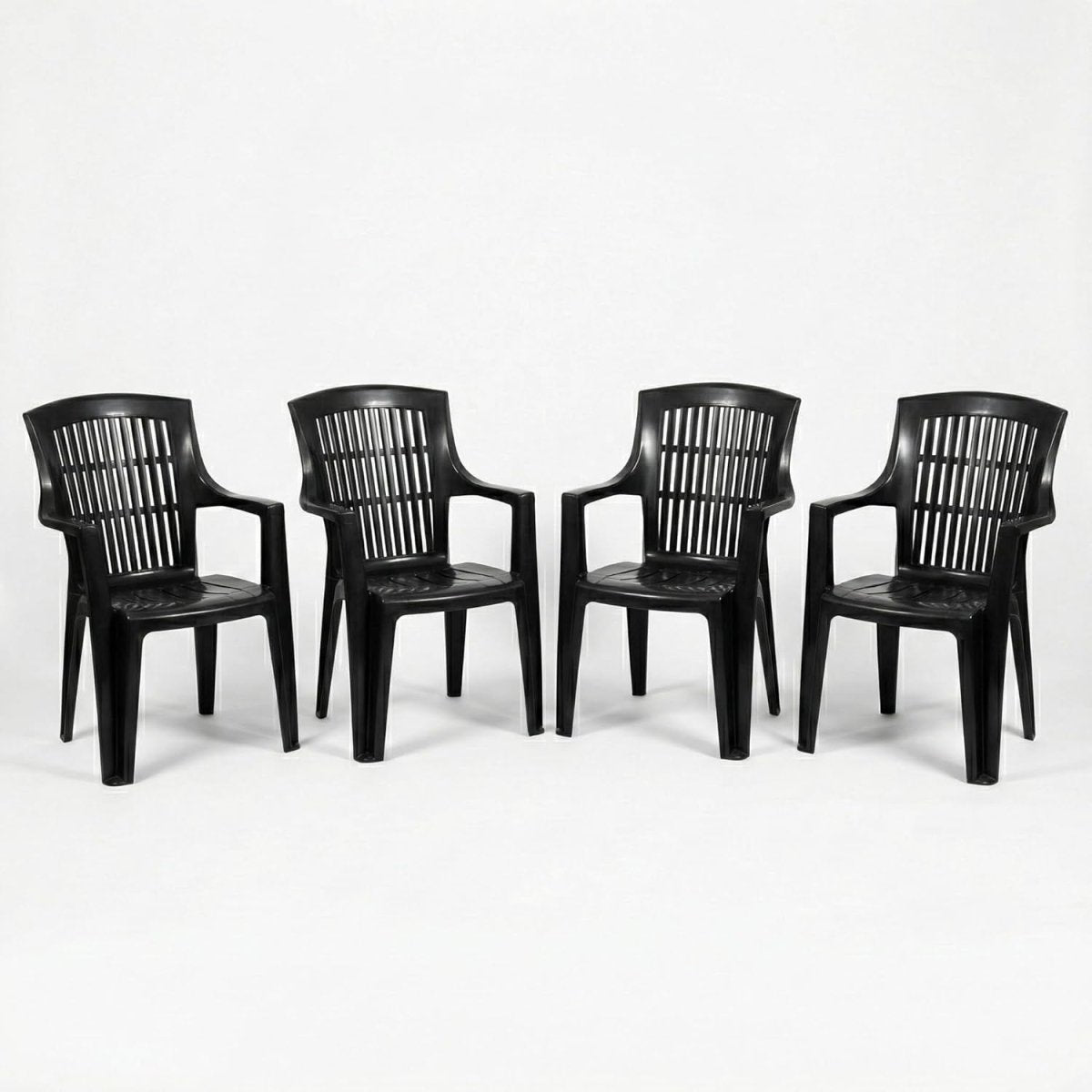 Pack of 4 Garden Resin Stacking Chairs Anthracite Outdoor Patio - Kwikley