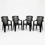 Pack of 4 Garden Resin Stacking Chairs Anthracite Outdoor Patio - Kwikley