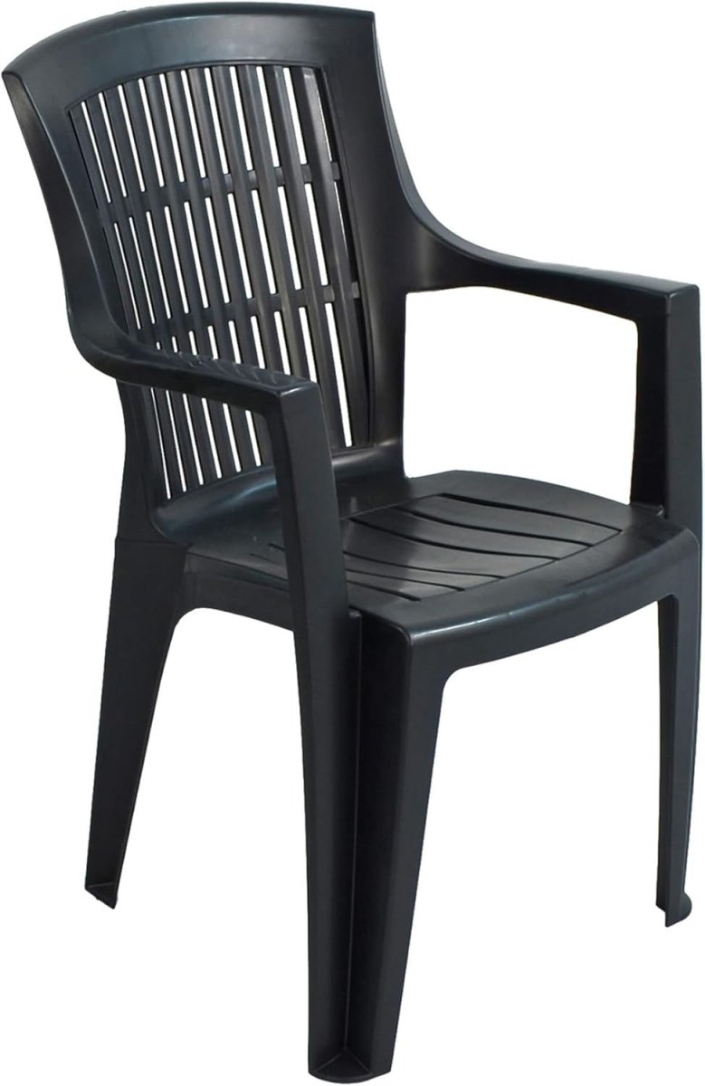 Pack of 4 Garden Resin Stacking Chairs Anthracite Outdoor Patio - Kwikley