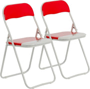 Padded Foldable Dining Chairs Set of 2 Metal Frame Home Office Seat - Kwikley