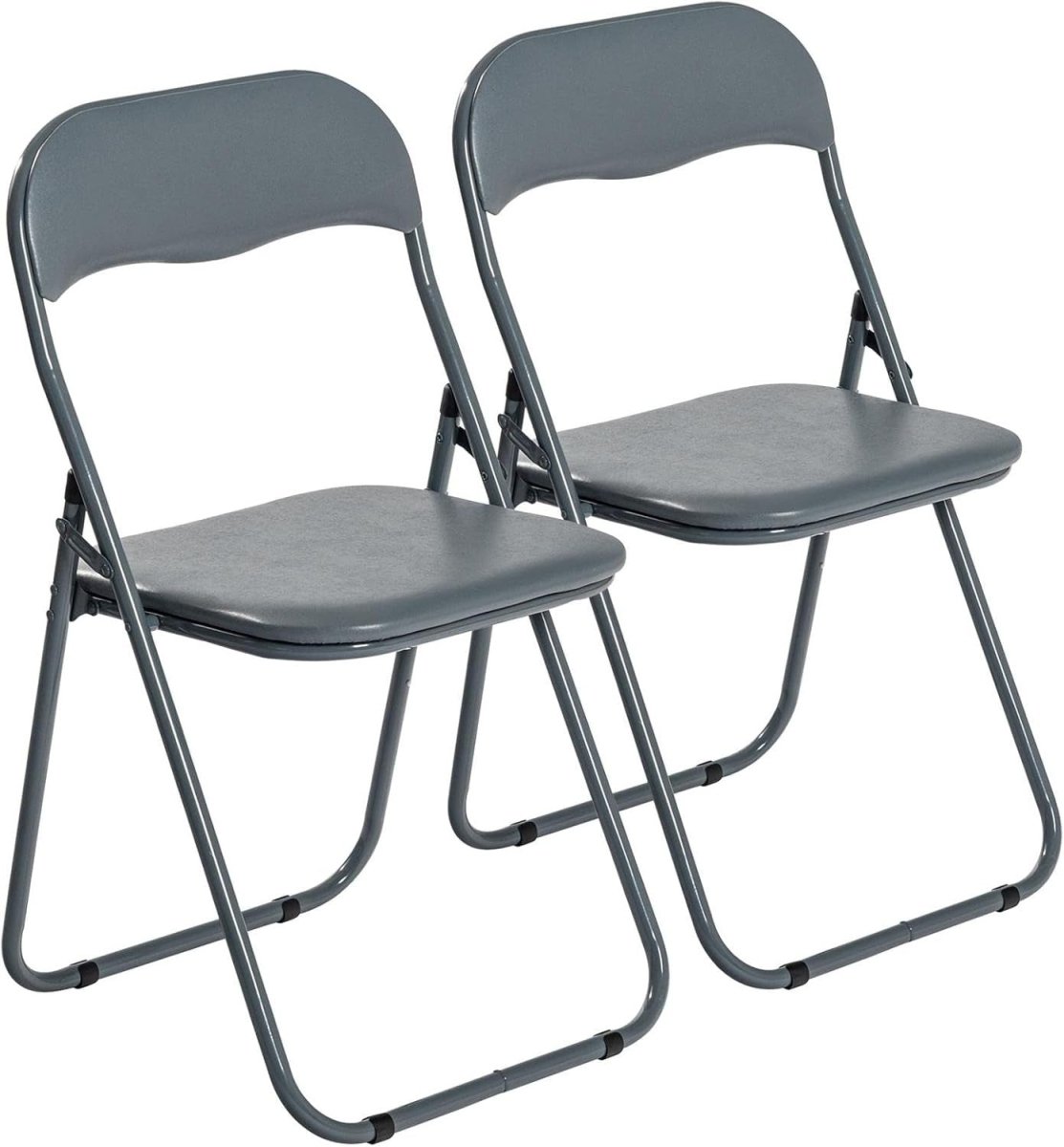 Padded Folding Chairs Set of 2 Metal Frame Space Saving Dining Office - Kwikley