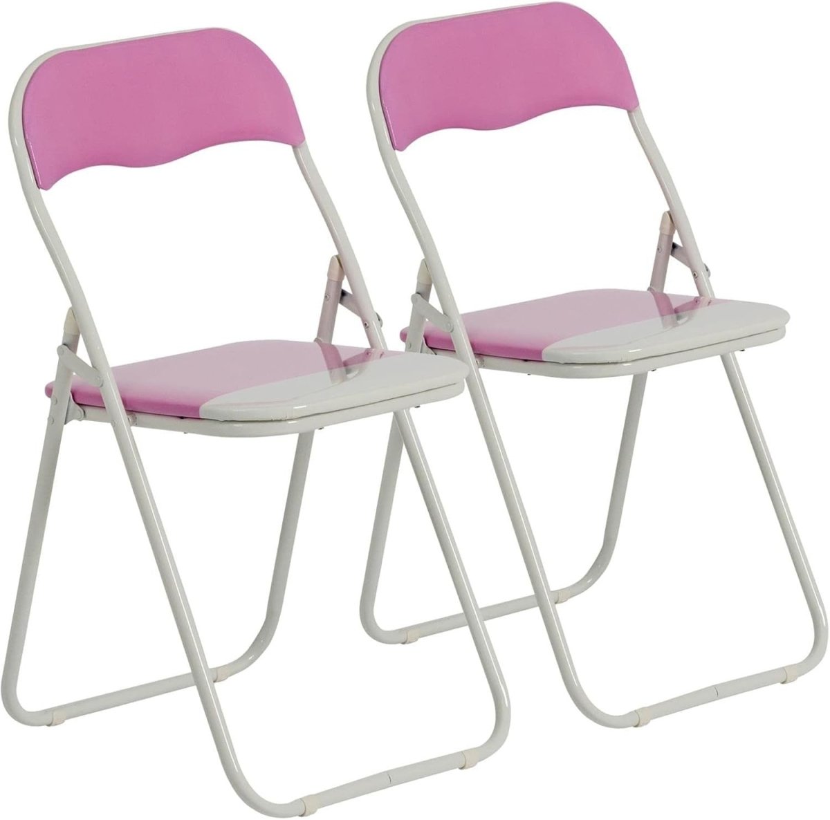 Padded Folding Chairs Set of 2 Metal Frame Space Saving Kitchen Dining - Kwikley