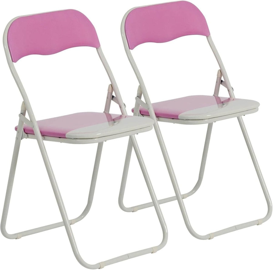 Padded Folding Chairs Set of 2 Metal Frame Space Saving Kitchen Dining - Kwikley
