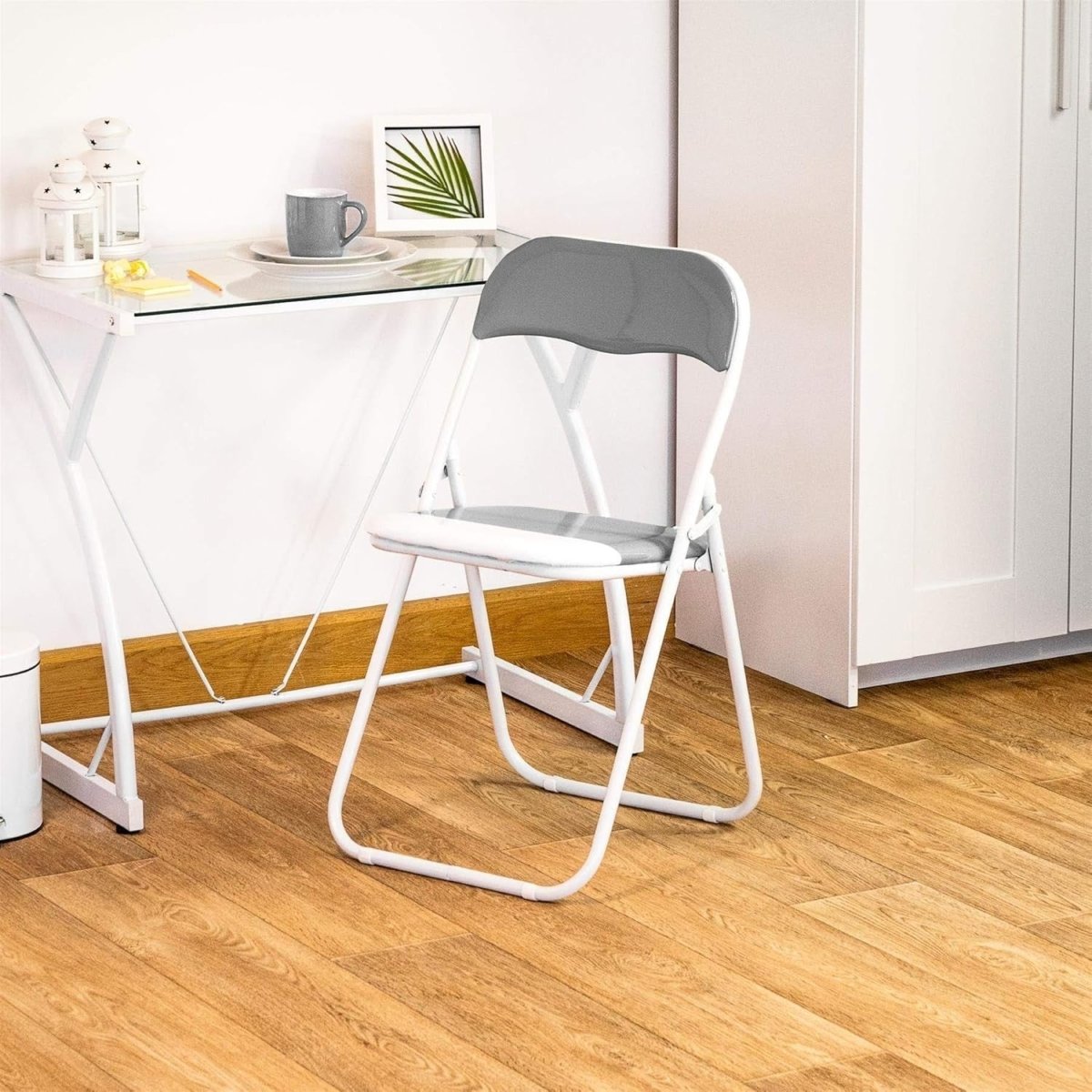 Padded Folding Chairs Set of 2 Metal Frame Space Saving Kitchen Office - Kwikley