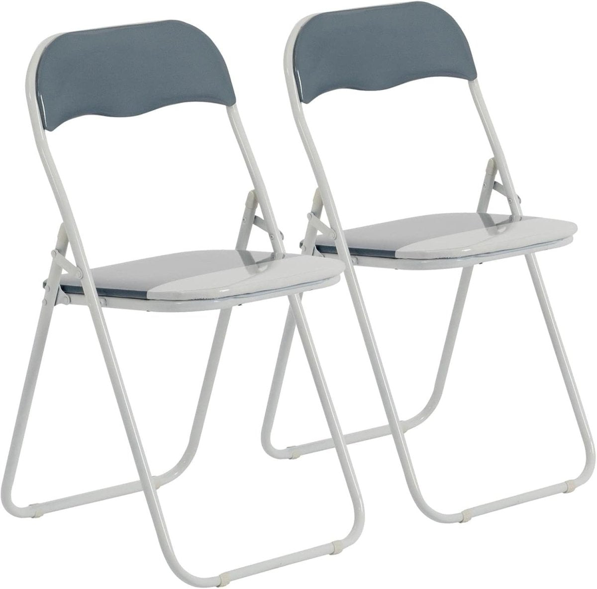 Padded Folding Chairs Set of 2 Metal Frame Space Saving Kitchen Office - Kwikley