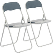 Padded Folding Chairs Set of 2 Metal Frame Space Saving Kitchen Office - Kwikley