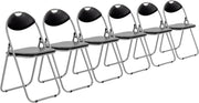 Padded Folding Chairs Set of 6 Heavy Duty Steel Black - Kwikley