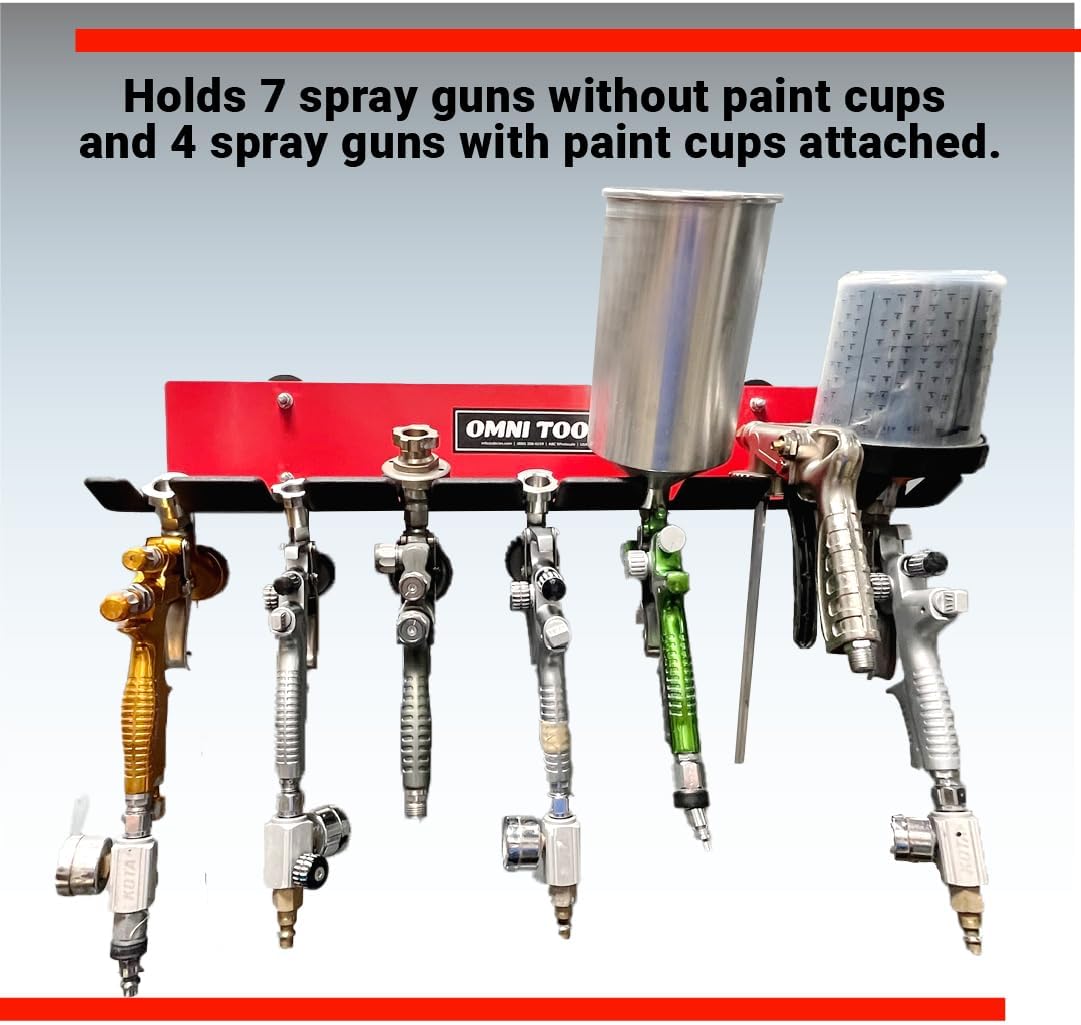 Paint Spray Gun Holder Rack Magnetic Storage Holds 7 Guns - Kwikley
