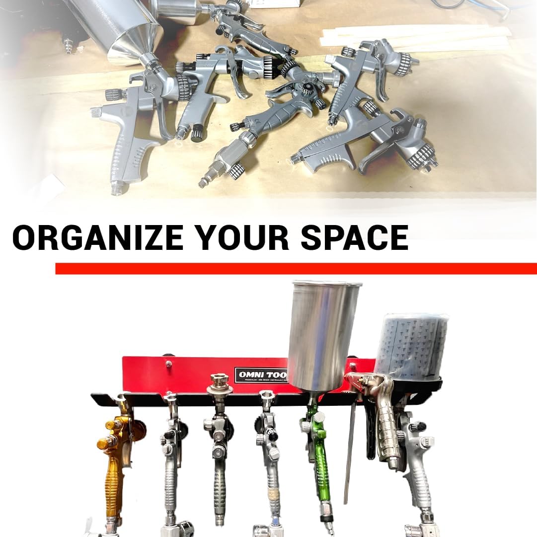 Paint Spray Gun Holder Rack Magnetic Storage Holds 7 Guns - Kwikley